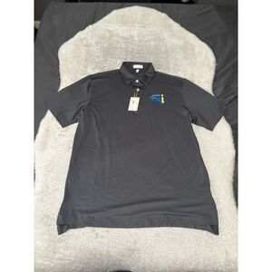 New Peter Millar Summer Comfort Mens Iron Gray Short Sleeve Polo Large Logo
